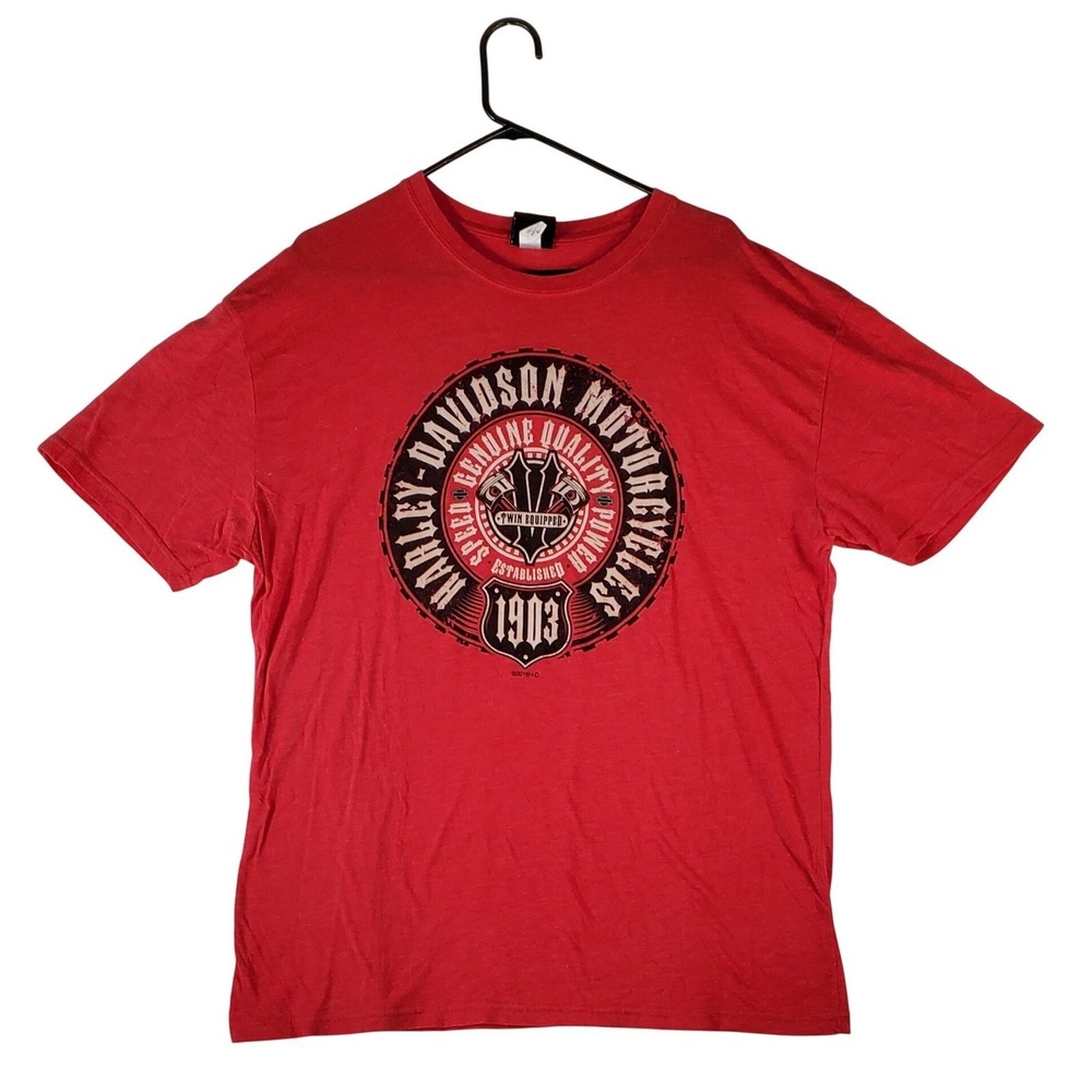 Harley Davidson Motorcycles Twin Equipped Red T Shirt Mens‎ XL  Michigan